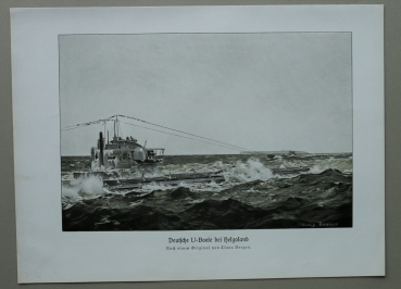 Marine / U-Boote bei Helgoland Unterseeboot / Deutsches Reich / 1914-1918 / 1920er Jahre / 1. Weltkrieg 1.WK WWI / Patriotik Kunst Druck